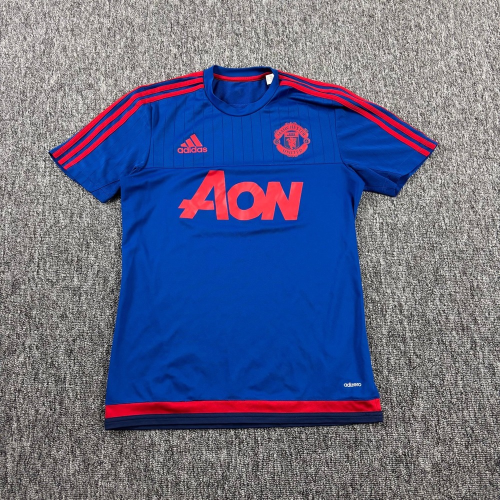 Adidas Manchester United Soccer Training Jersey Kit Blue Red Aon Unisex Medium